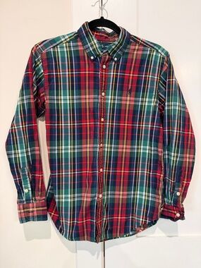 Ralph Lauren Plaid Tartan Button Down Shirt Boys Sz L (14 16)